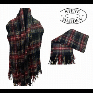 Steve Madden black red yellow blue warm soft fall winter unisex blanket scarf